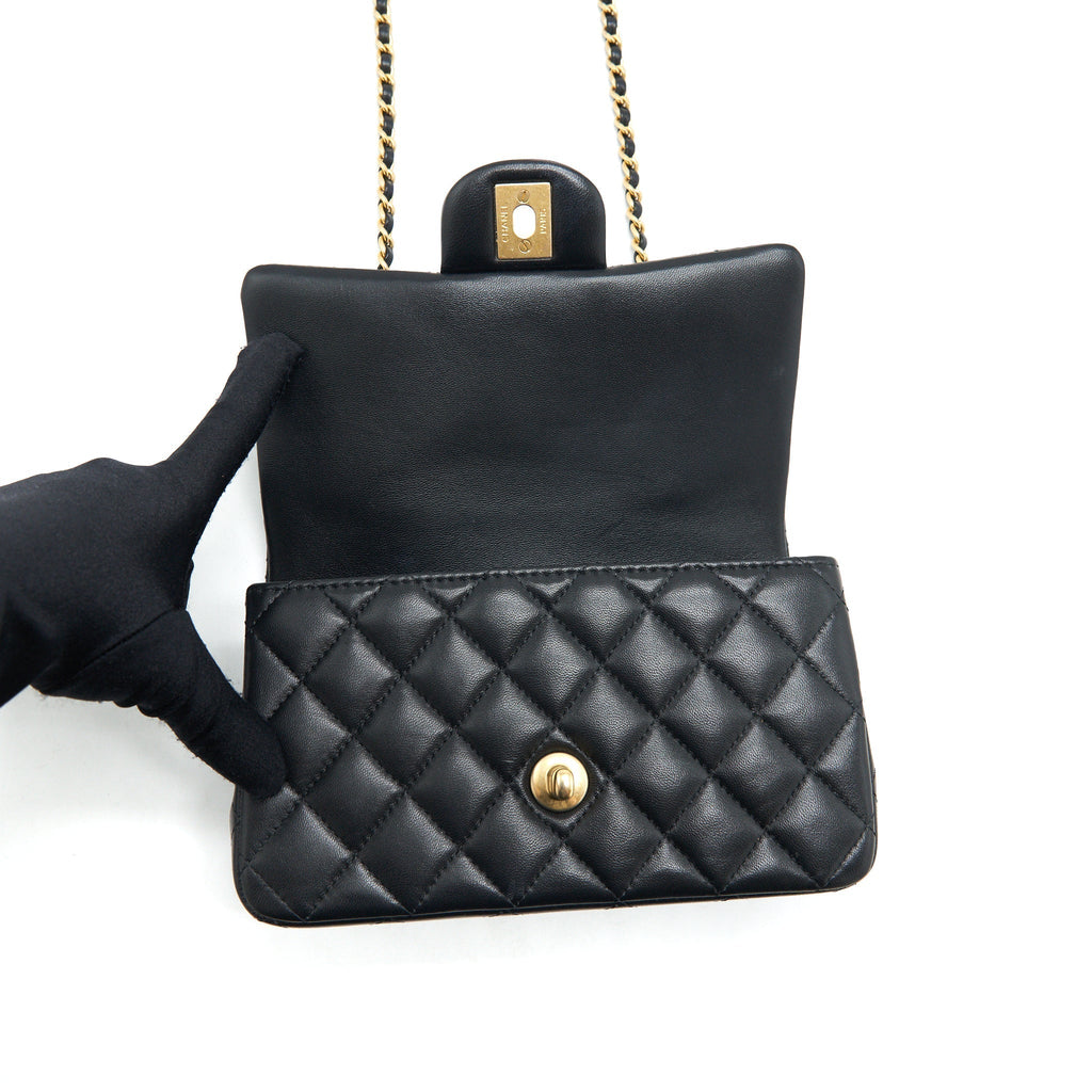 CHANEL TOP HANDLE RECTANGULAR FLAP BAG LAMBSKIN GHW