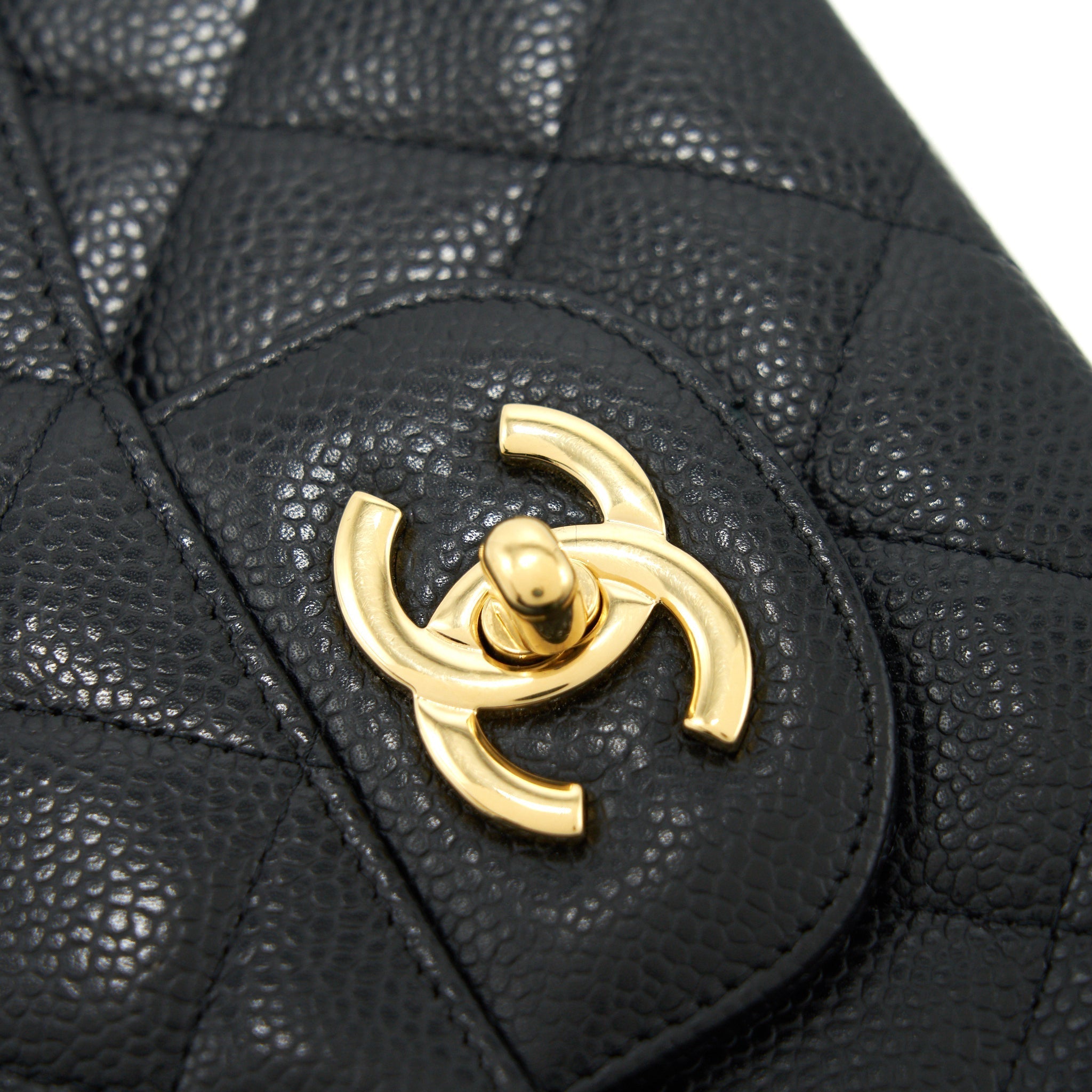 CHANEL CLASSIC JUMBO SINGLE FLAP BAG BLACK CAVIER GHW