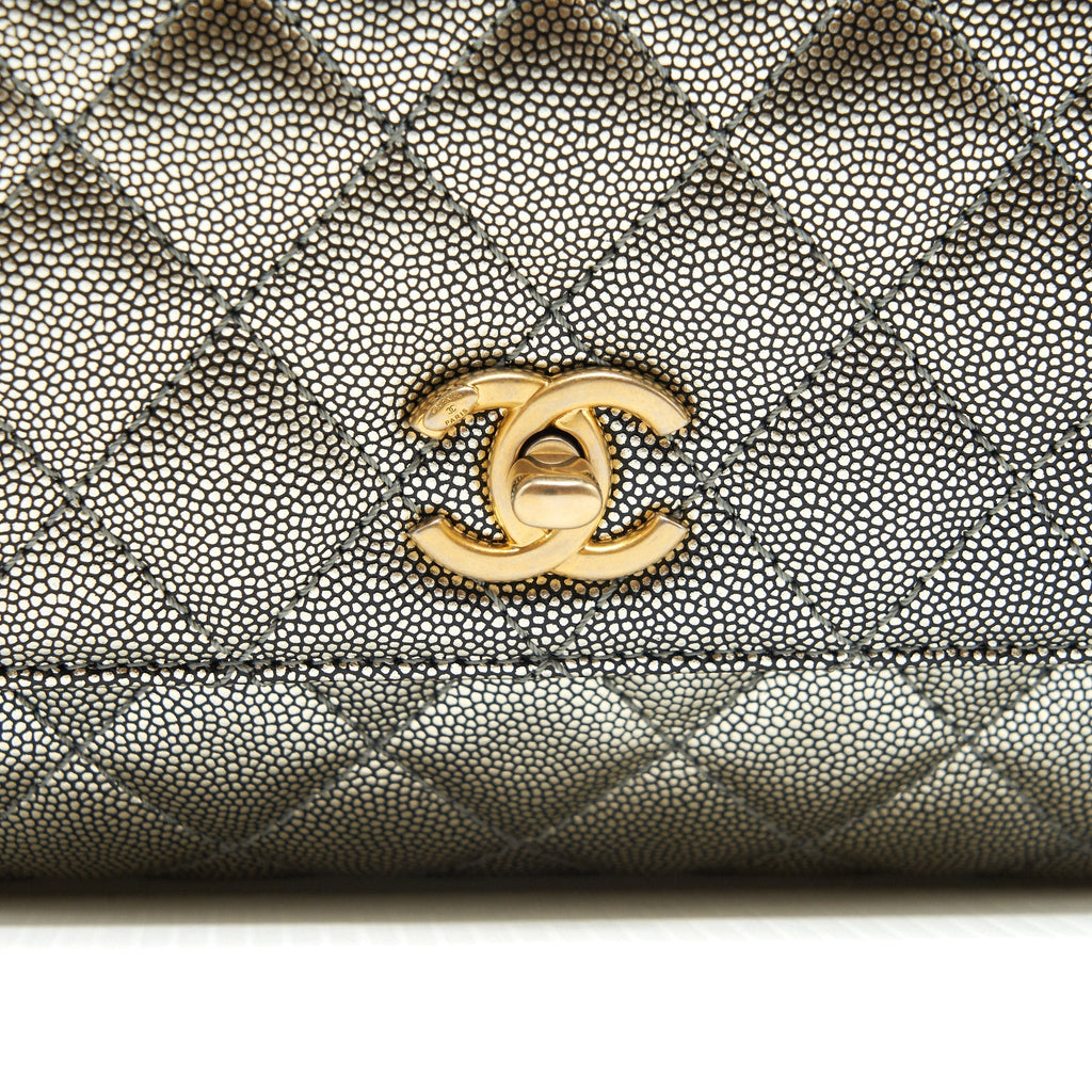 CHANEL SMALL COCO HANDLE 24CM CAVIAR METALLIC SILVER GHW