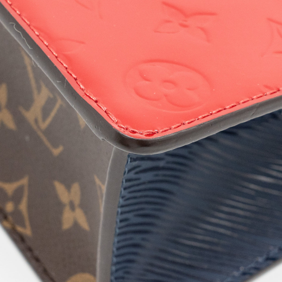 LOUIS VUITTON SPRING STREET BAG PATENT/EPI/MONOGRAM CANVAS RED/DARK BLUE/BROWN GHW