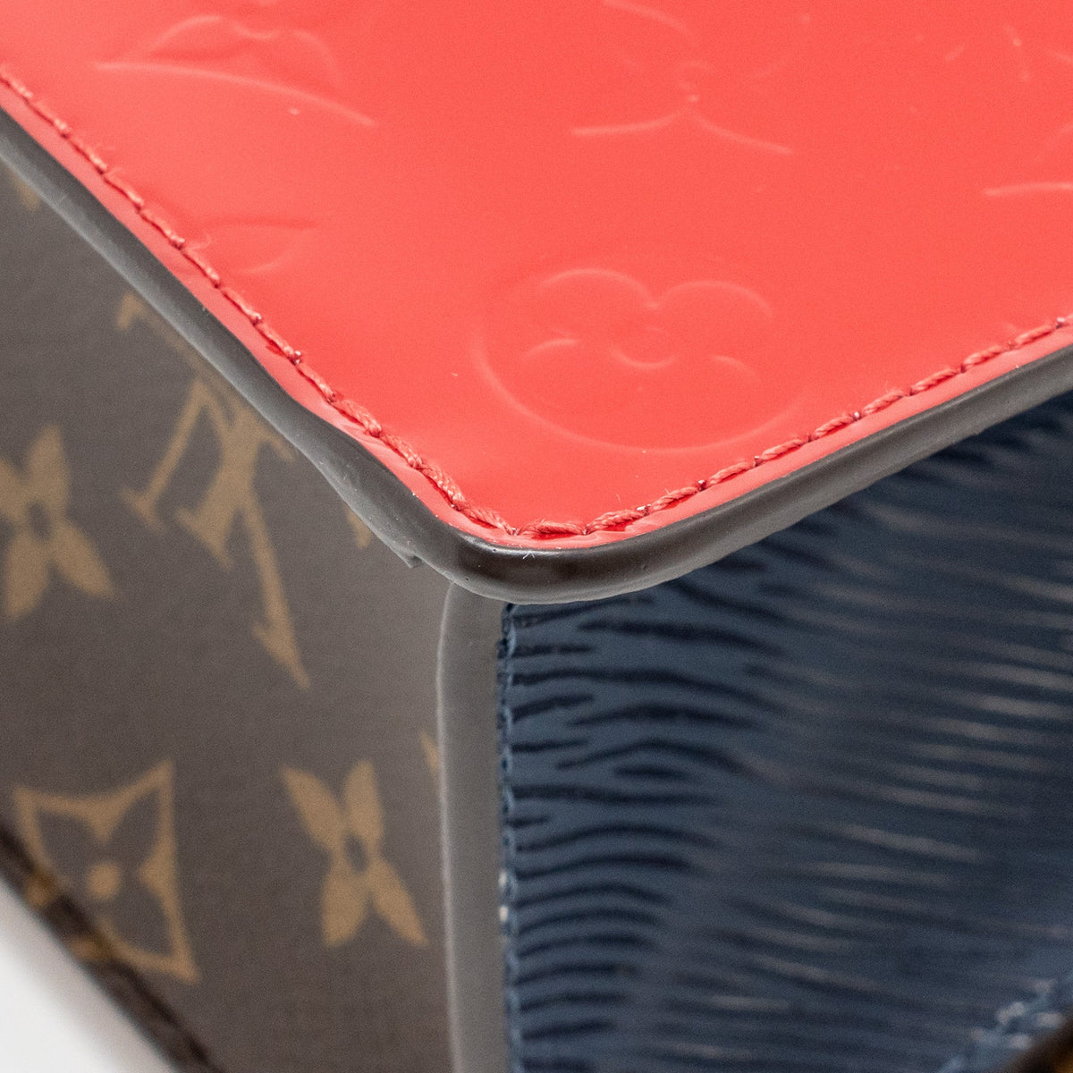 LOUIS VUITTON SPRING STREET BAG PATENT/EPI/MONOGRAM CANVAS RED/DARK BLUE/BROWN GHW