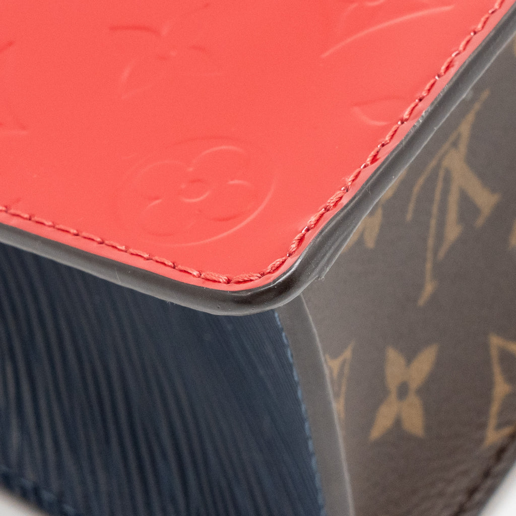 LOUIS VUITTON SPRING STREET BAG PATENT/EPI/MONOGRAM CANVAS RED/DARK BLUE/BROWN GHW