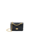 CHANEL MINI 2.55 REISSUE FLAP BAG AGED CALFSKIN BLACK BRUSHED GHW (MICROCHIP)