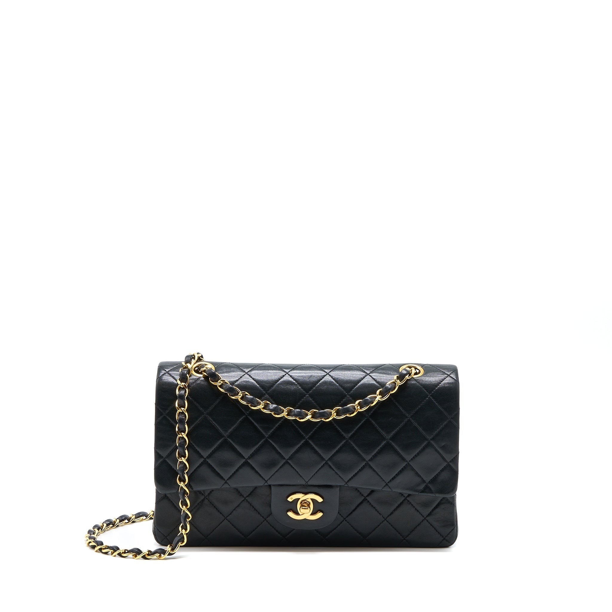 CHANEL VINTAGE FLAP BAG LAMBSKIN BLACK GHW