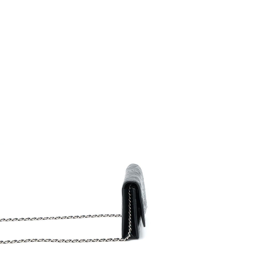 CHANEL CAMELLIA WALLET ON CHAIN LAMBSKIN BLACK SHW