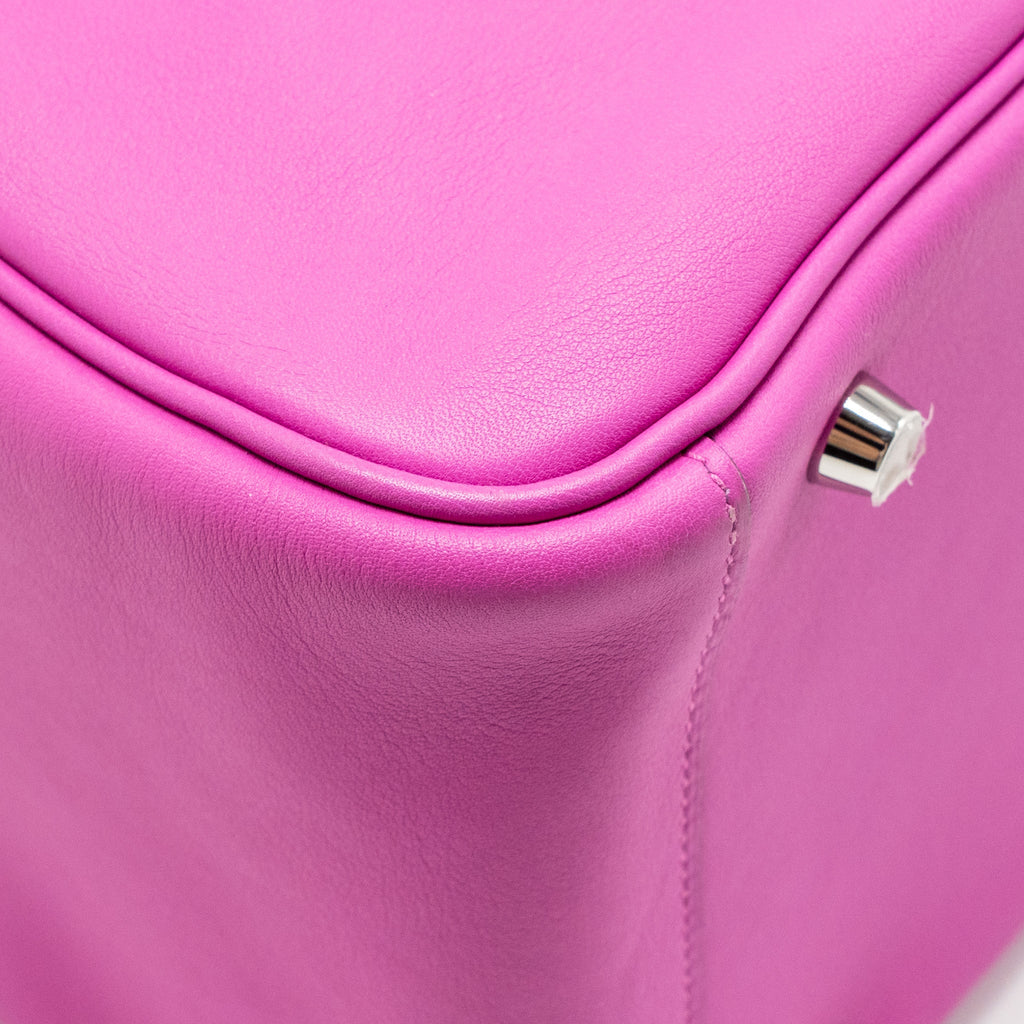 Hermes Lindy 30 Swift/Epsom with Multicoloured Weaving Strap Rose Pourpre SHW