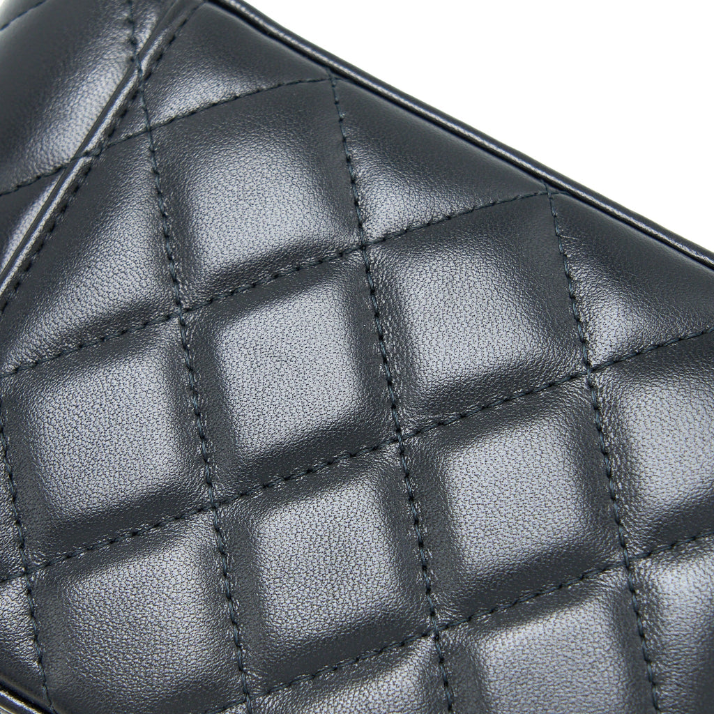 CHANEL LONG VANITY DETAILED GEM CHAIN LAMBSKIN BLACK GHW (MICROCHIP)