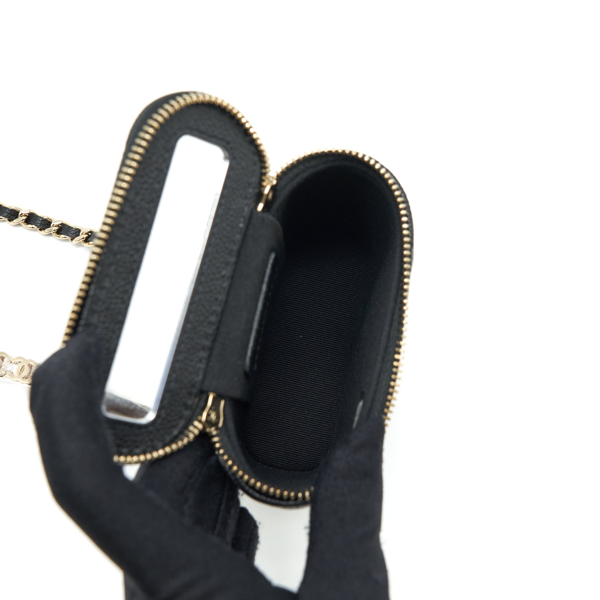 CHANEL 22P VERTICAL MINI VANITY WITH CC LOGO CHAIN CAVIAR BLACK LGHW