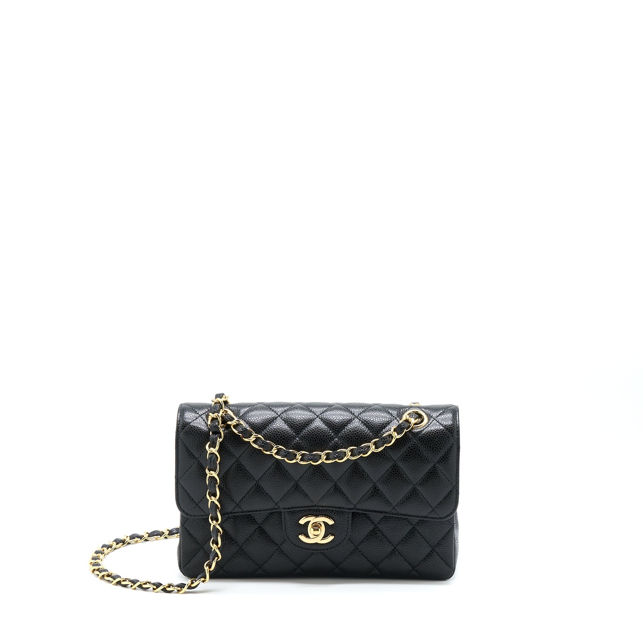 CHANEL SMALL CLASSIC DOUBLE FLAP BAG CAVIAR BLACK GHW