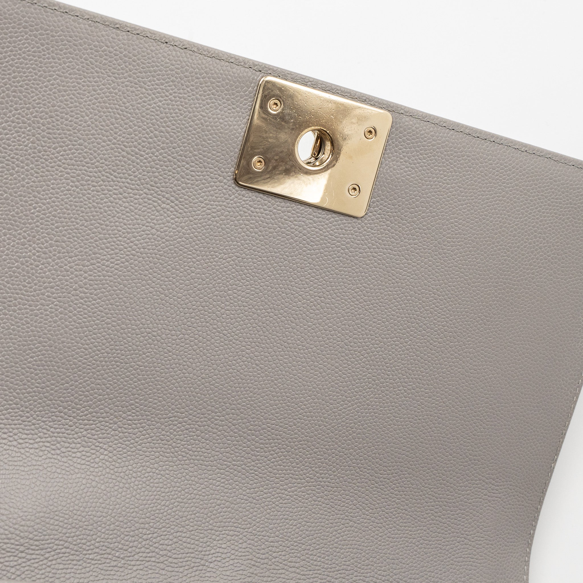 CHANEL MEDIUM BOY BAG CAVIAR LIGHT GREY LGHW