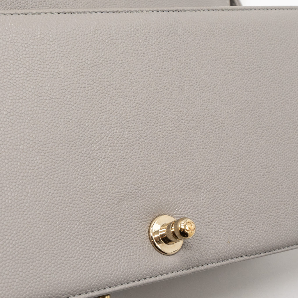 CHANEL MEDIUM BOY BAG CAVIAR LIGHT GREY LGHW