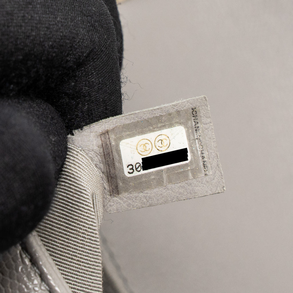 CHANEL MEDIUM BOY BAG CAVIAR LIGHT GREY LGHW