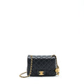 CHANEL PEARL CRUSH MINI SQUARE LAMBSKIN BLACK BRUSHED GHW (MICROCHIP)