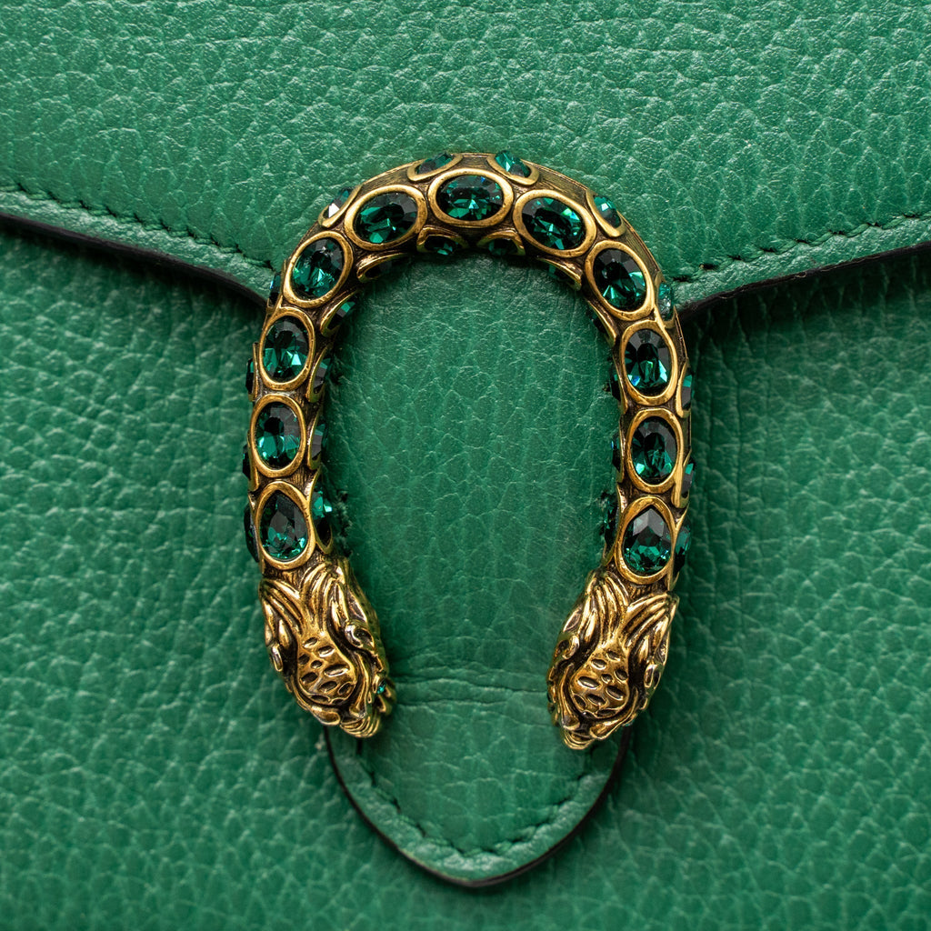 GUCCI DIONYSUS WALLET ON CHAIN CALFSKIN GREEN MULTICOLOUR HARDWARE