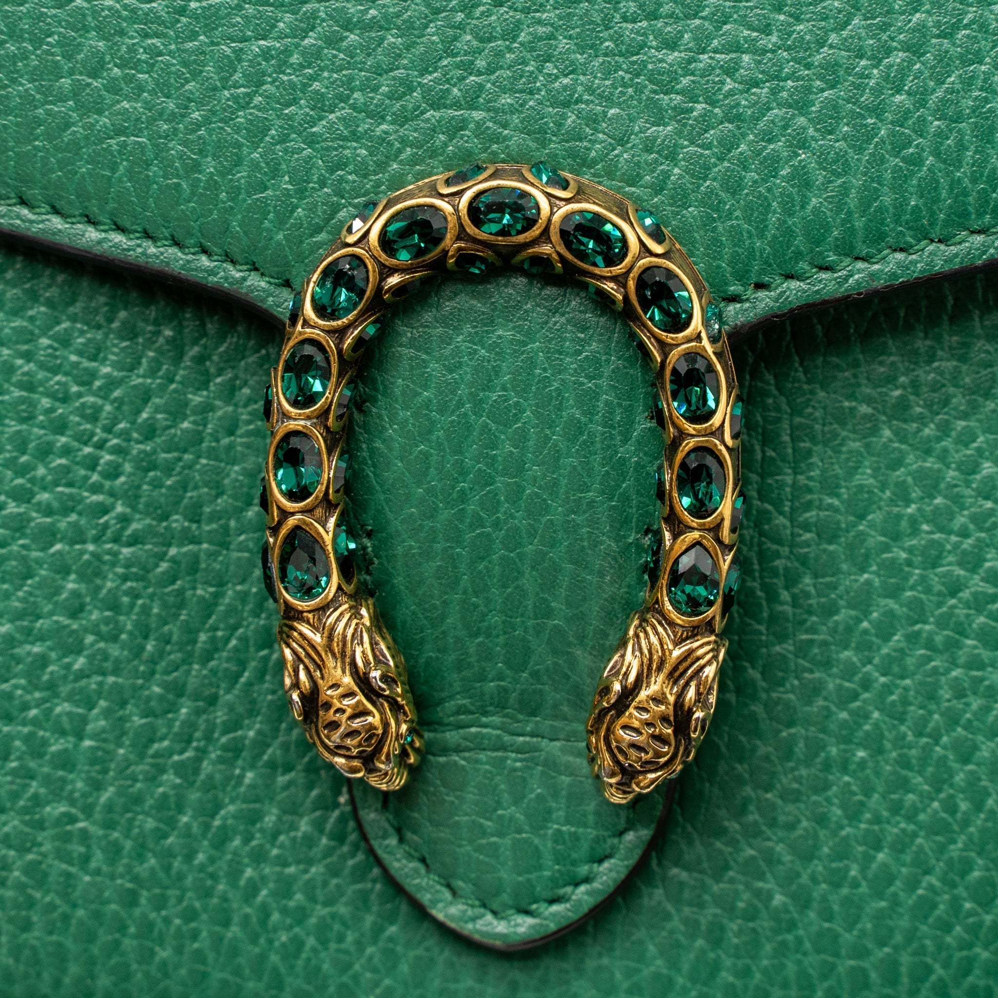 GUCCI DIONYSUS WALLET ON CHAIN CALFSKIN GREEN MULTICOLOUR HARDWARE