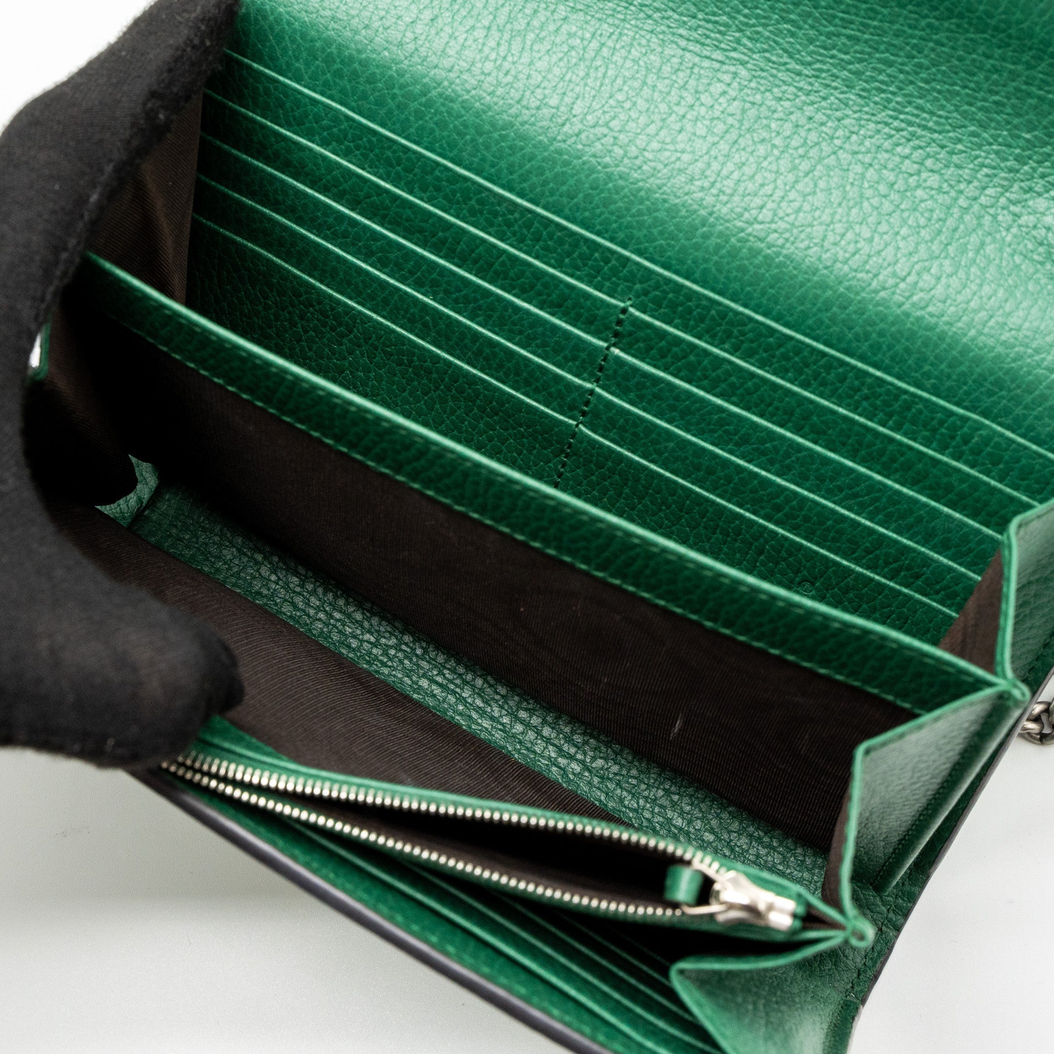 GUCCI DIONYSUS WALLET ON CHAIN CALFSKIN GREEN MULTICOLOUR HARDWARE