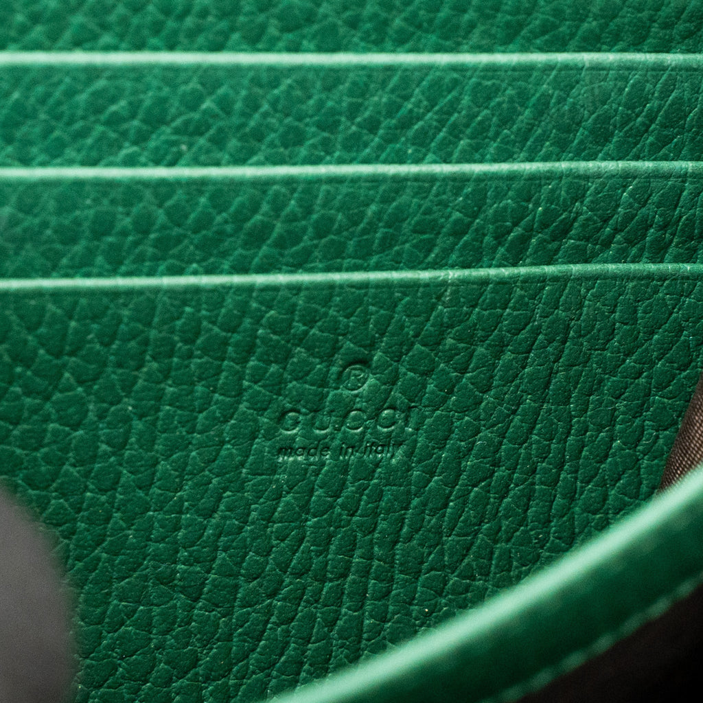 GUCCI DIONYSUS WALLET ON CHAIN CALFSKIN GREEN MULTICOLOUR HARDWARE