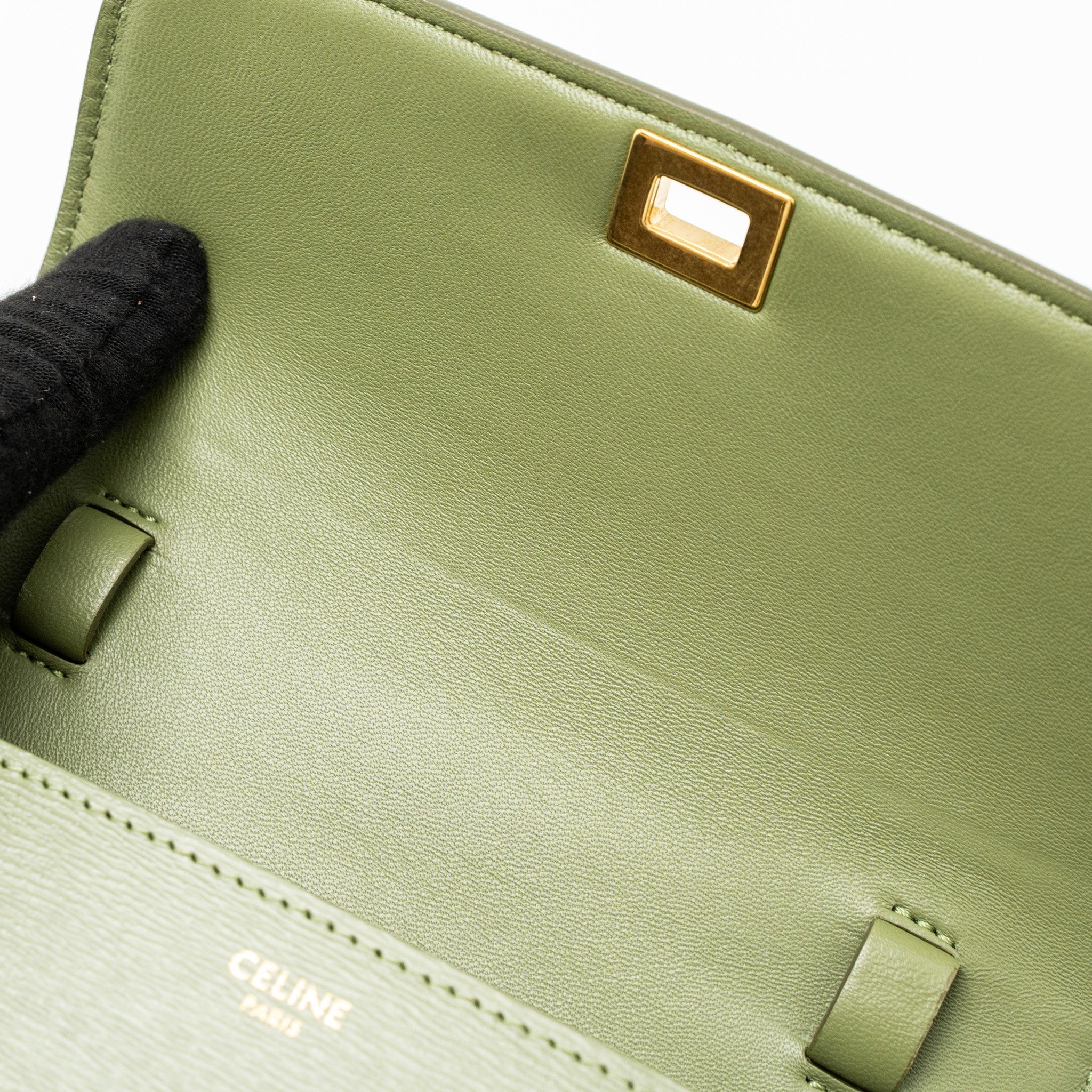CELINE TEEN BOX BAG CALFSKIN LIGHT KHAKI GHW