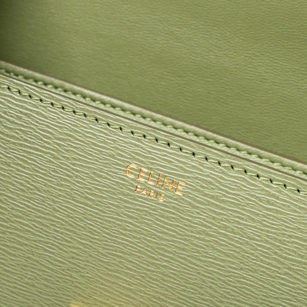 CELINE TEEN BOX BAG CALFSKIN LIGHT KHAKI GHW