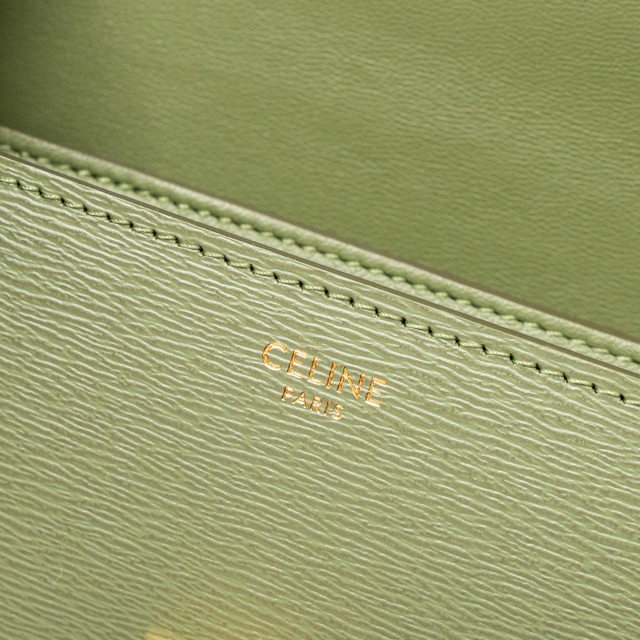 CELINE TEEN BOX BAG CALFSKIN LIGHT KHAKI GHW