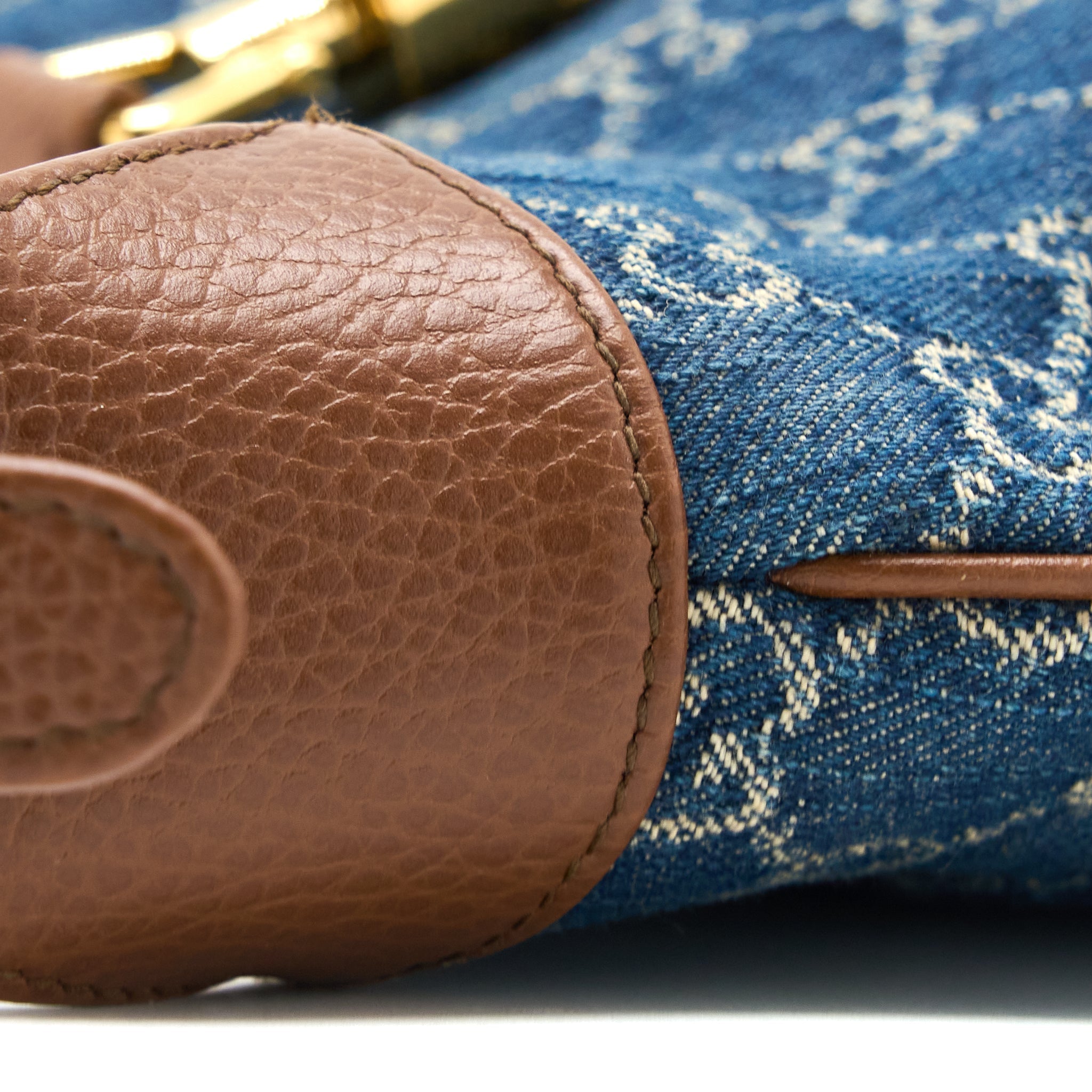 GUCCI JACKIE 1961 SMALL SHOULDER BAG DENIM/LEATHER BLUE/BROWN GHW