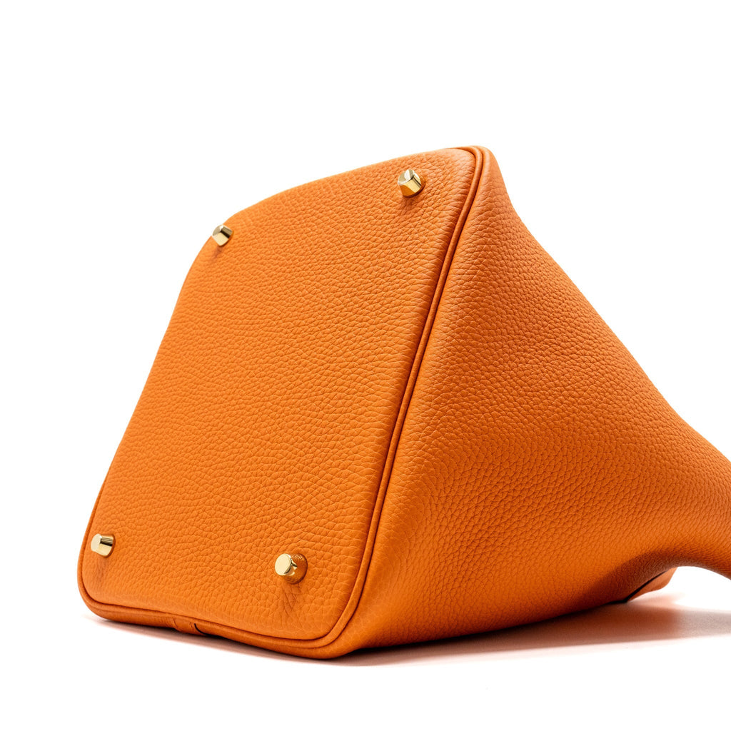 HERMES PICOTIN 22 LOCK BAG CLEMENCE ORANGE GHW