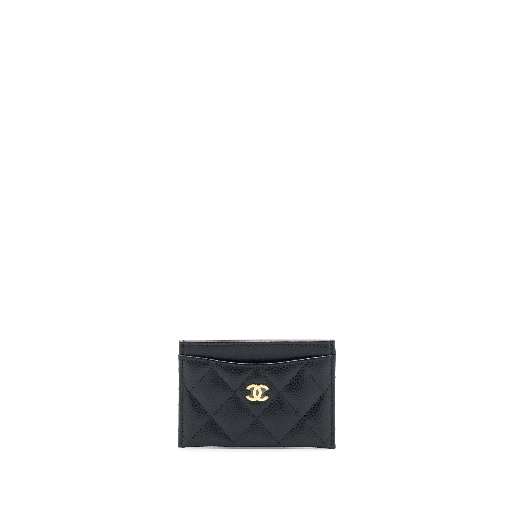CHANEL CLASS QUILTED CARD HOLDER CAVIAR BLACK GHW