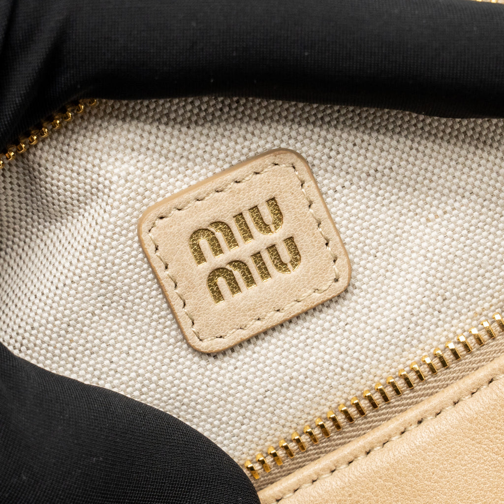 Miu Miu Clutch Bag Nappa Leather Beige GHW