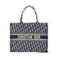 DIOR MEDIUM BOOK TOTE OBLIQUE EMBROIDERY BLUE