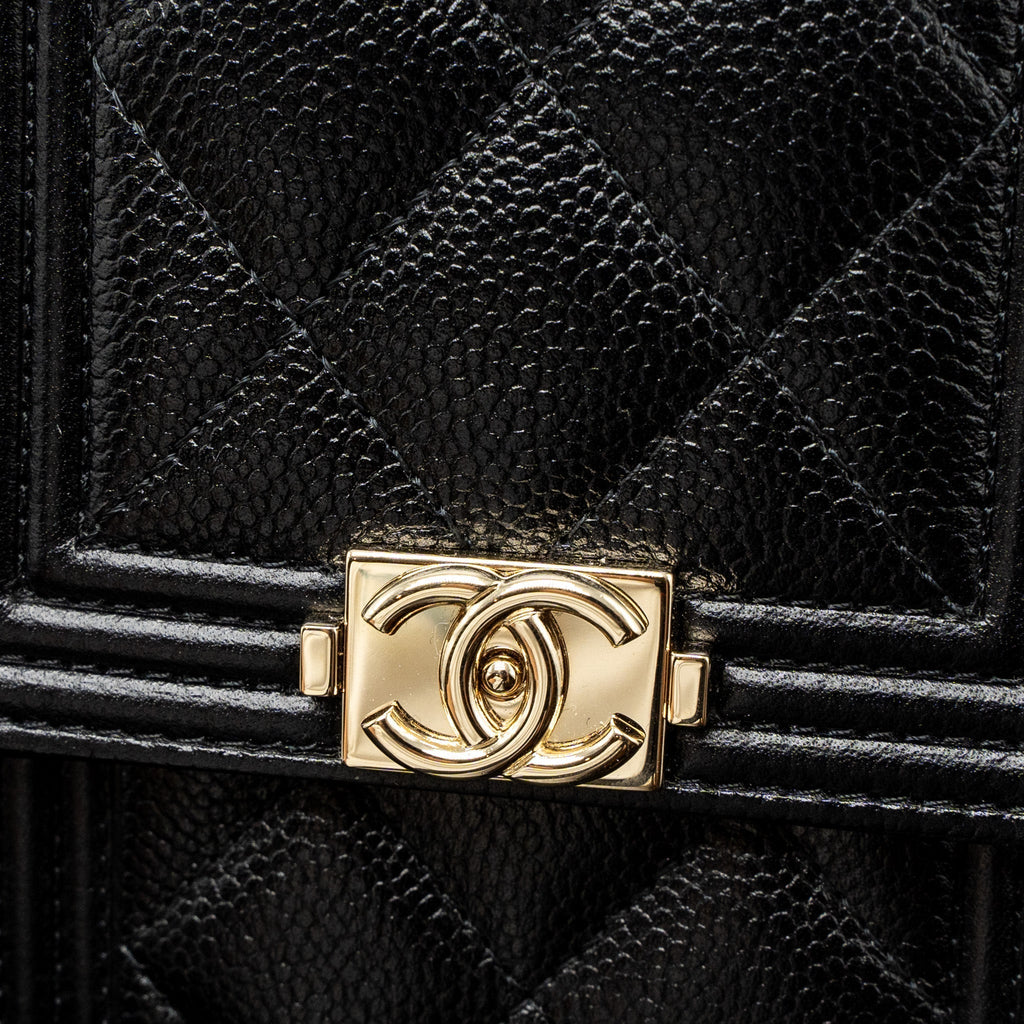 CHANEL VERTICAL PHONE POUCH CAVIAR BLACK LGHW
