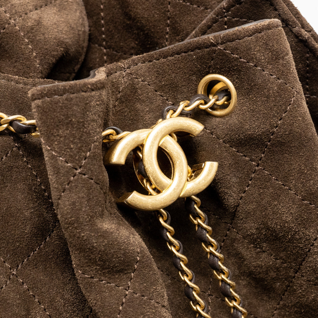 Chanel Medium 25 bag suede leather brown GHW (microchip)