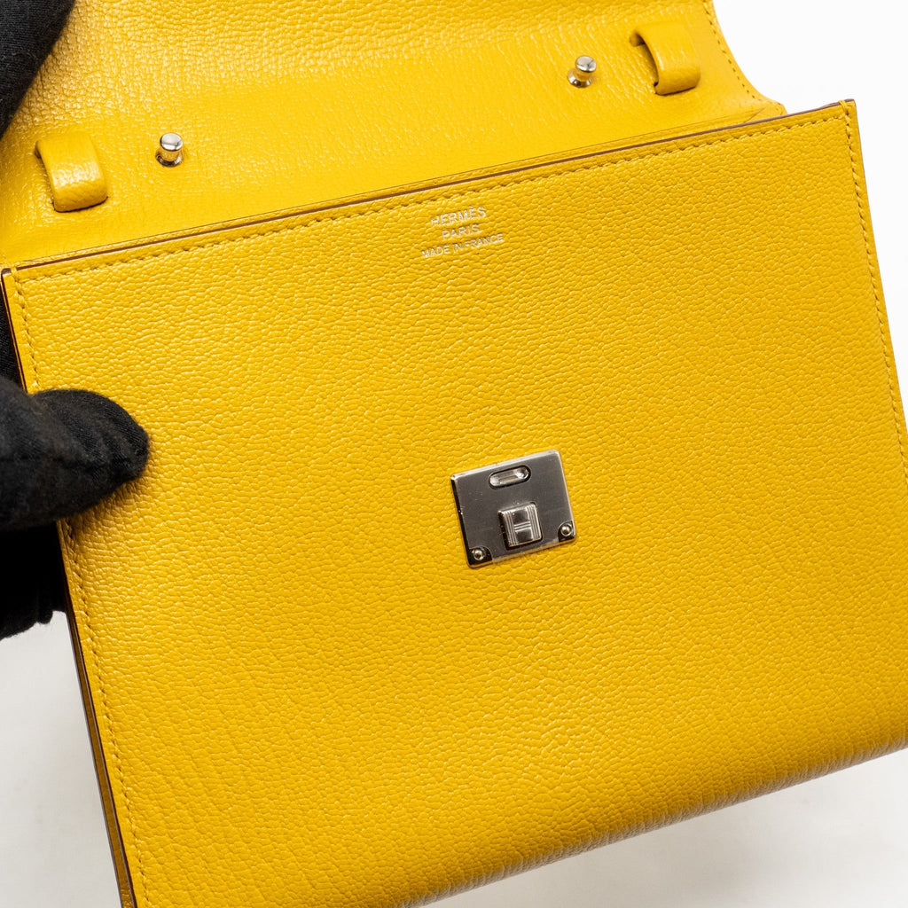 HERMES CLIC 16 WALLET CHEVRE MYSORE JAUNE AMBER SHW