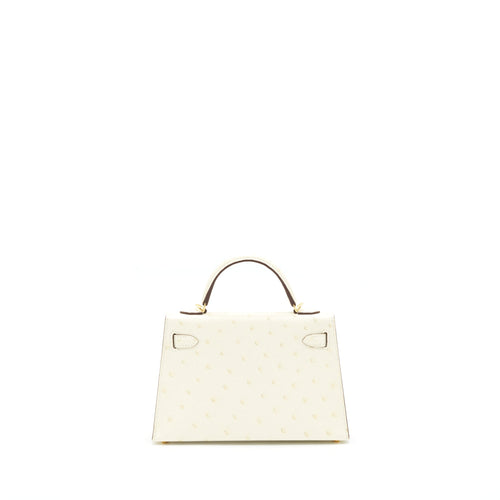 HERMES SAC MINI KELLY II SELLIER OSTRICH NATA GHW