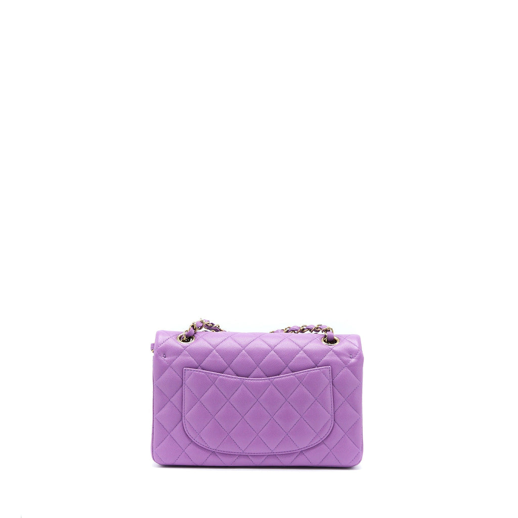 CHANEL 22S SMALL CLASSIC DOUBLE FLAP BAG CAVIAR PURPLE LGHW (MICROCHIP)