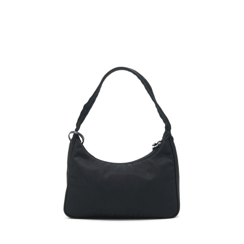 PRADA NYLON MINI TESSUTO SHOULDER BAG BLACK SHW