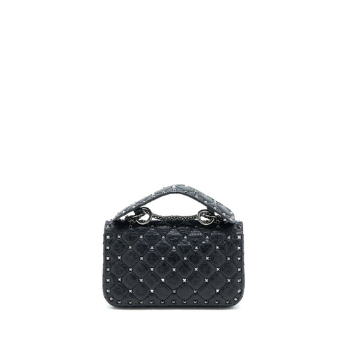 VALENTINO ROCKSTUD TOP HANDLE FLAP BAG WITH CHAIN BLACK SHW