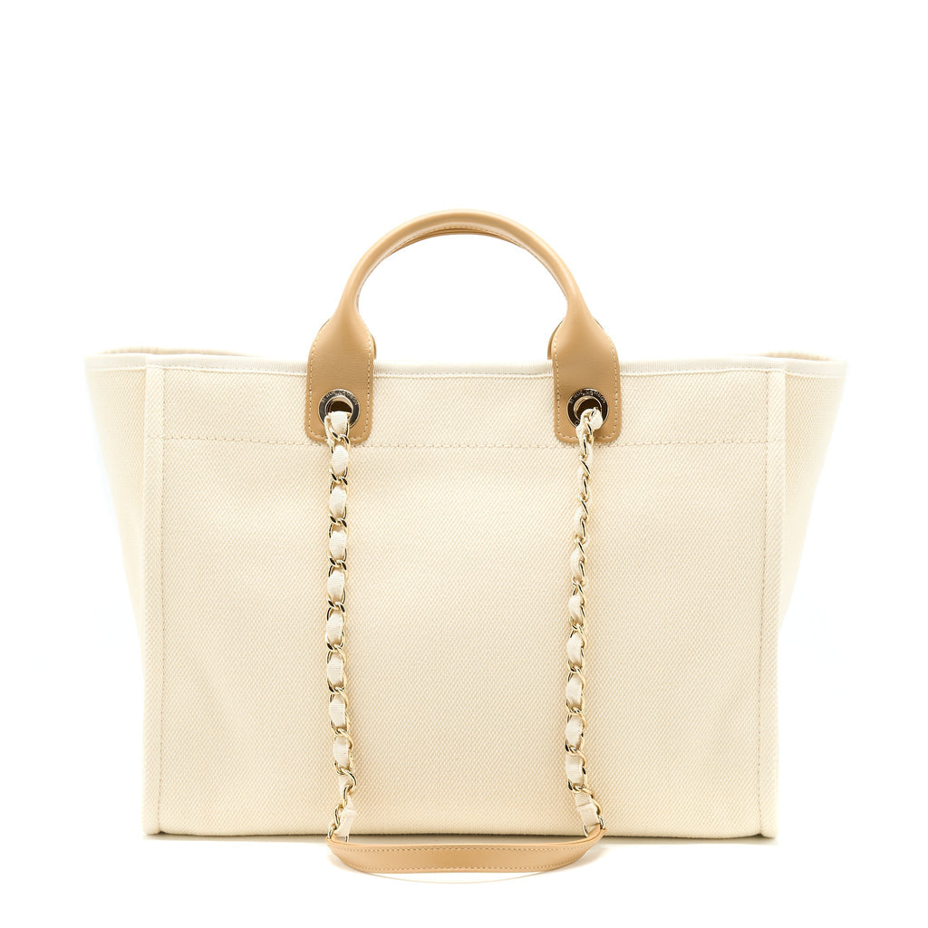 CHANEL DEAUVILLE PEARL TOTE CANVAS GHW