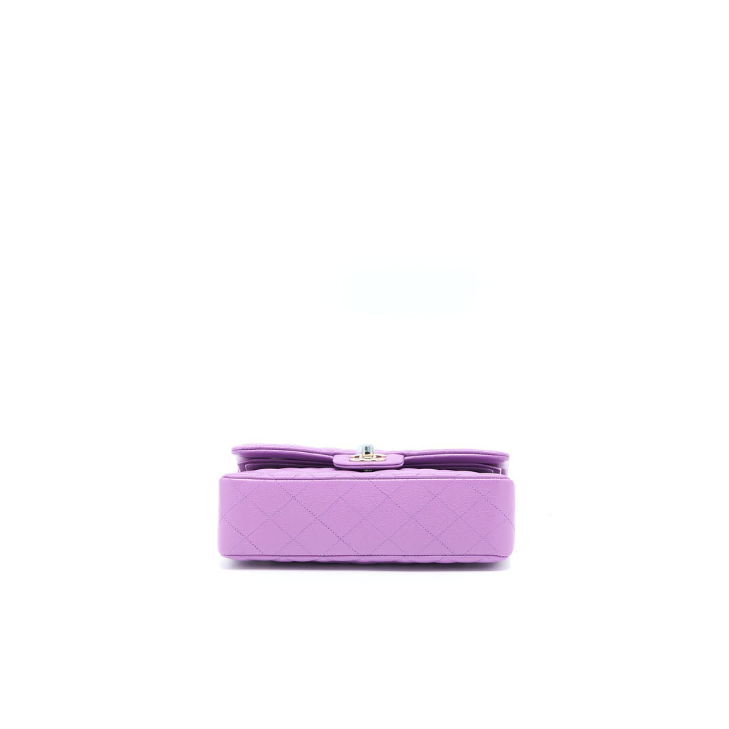 CHANEL 22S SMALL CLASSIC DOUBLE FLAP BAG CAVIAR PURPLE LGHW (MICROCHIP)