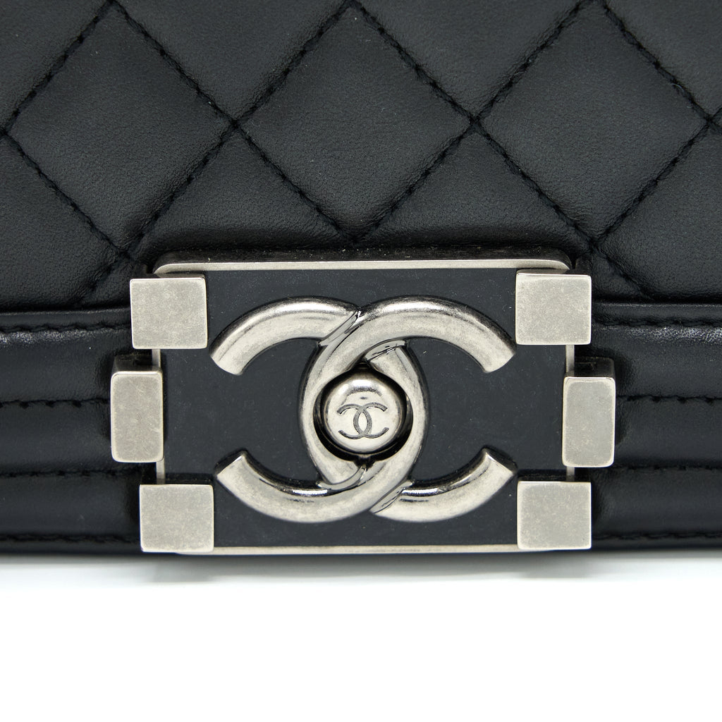 CHANEL MEDIUM BOY BAG LAMBSKIN BLACK RUTHENIUM SHW