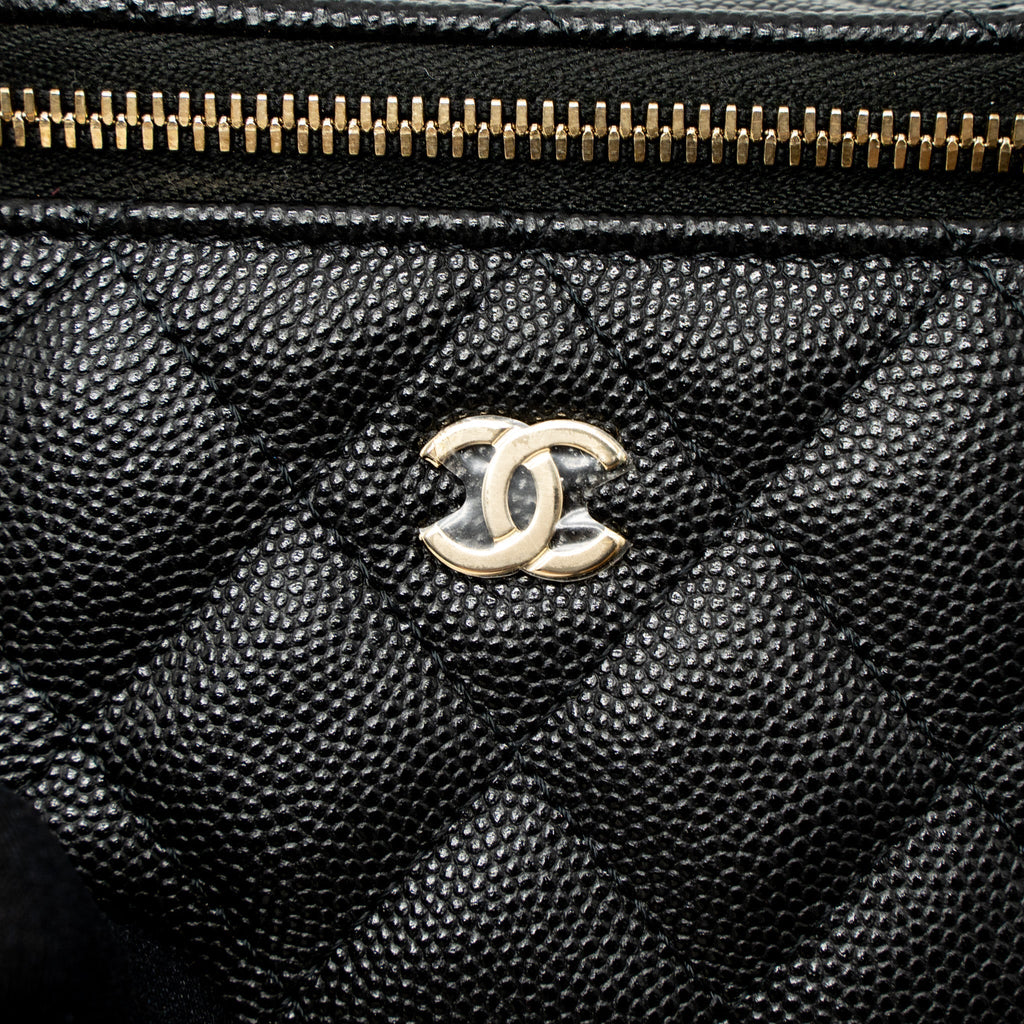 CHANEL MINI VANITY WITH CHAIN CAVIAR BLACK LGHW (MICROCHIP)