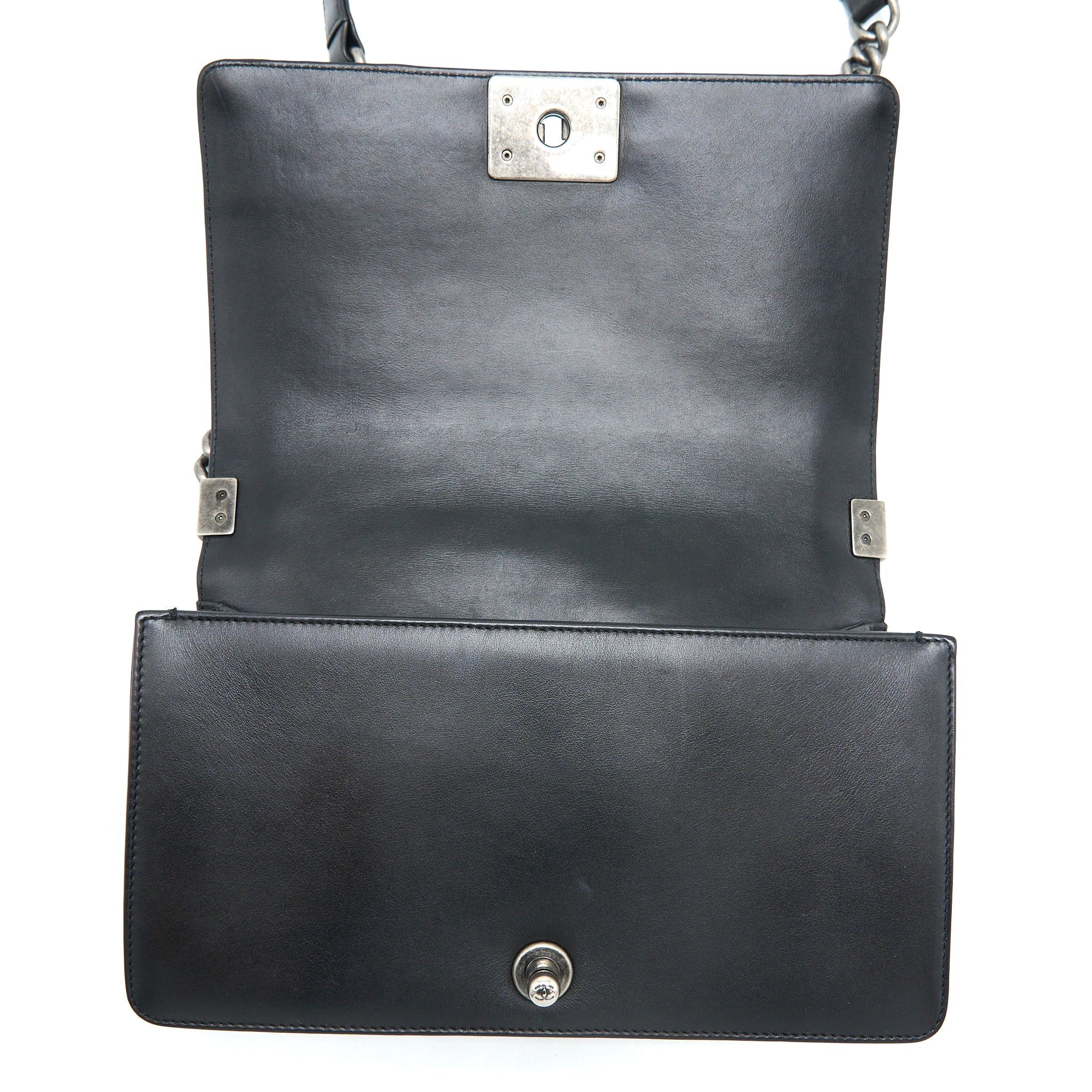 CHANEL MEDIUM BOY BAG LAMBSKIN BLACK RUTHENIUM SHW