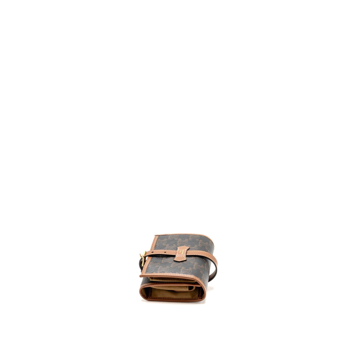 Celine Jewellery Pouch In Triomphe Canvas / Calfskin Tan GHW