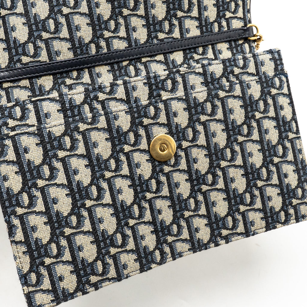 DIOR SADDLE POUCH DIOR OBLIQUE CANVAS BLUE GHW