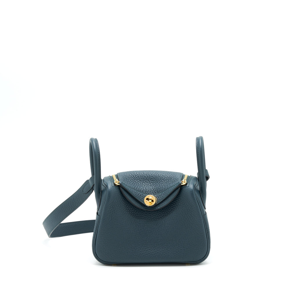 Hermes Mini Lindy Clemence 6O Vert Cypres GHW