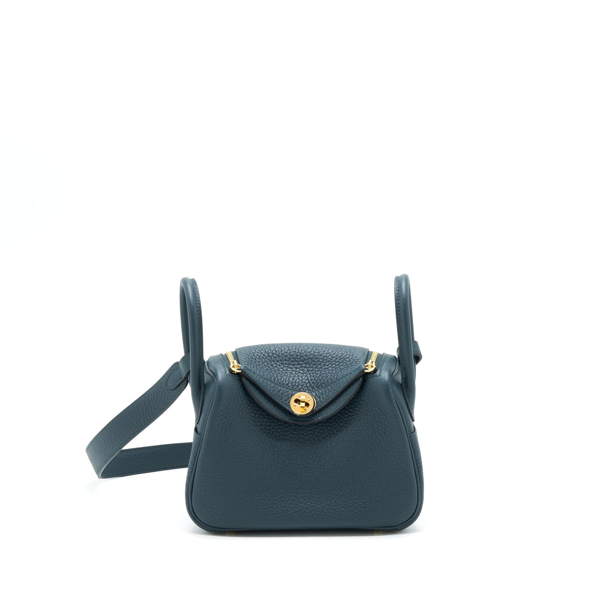 Hermes Mini Lindy Clemence 6O Vert Cypres GHW