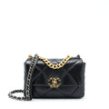 CHANEL SMALL 19 BAG LAMBSKIN BLACK GHW (MICROCHIP)
