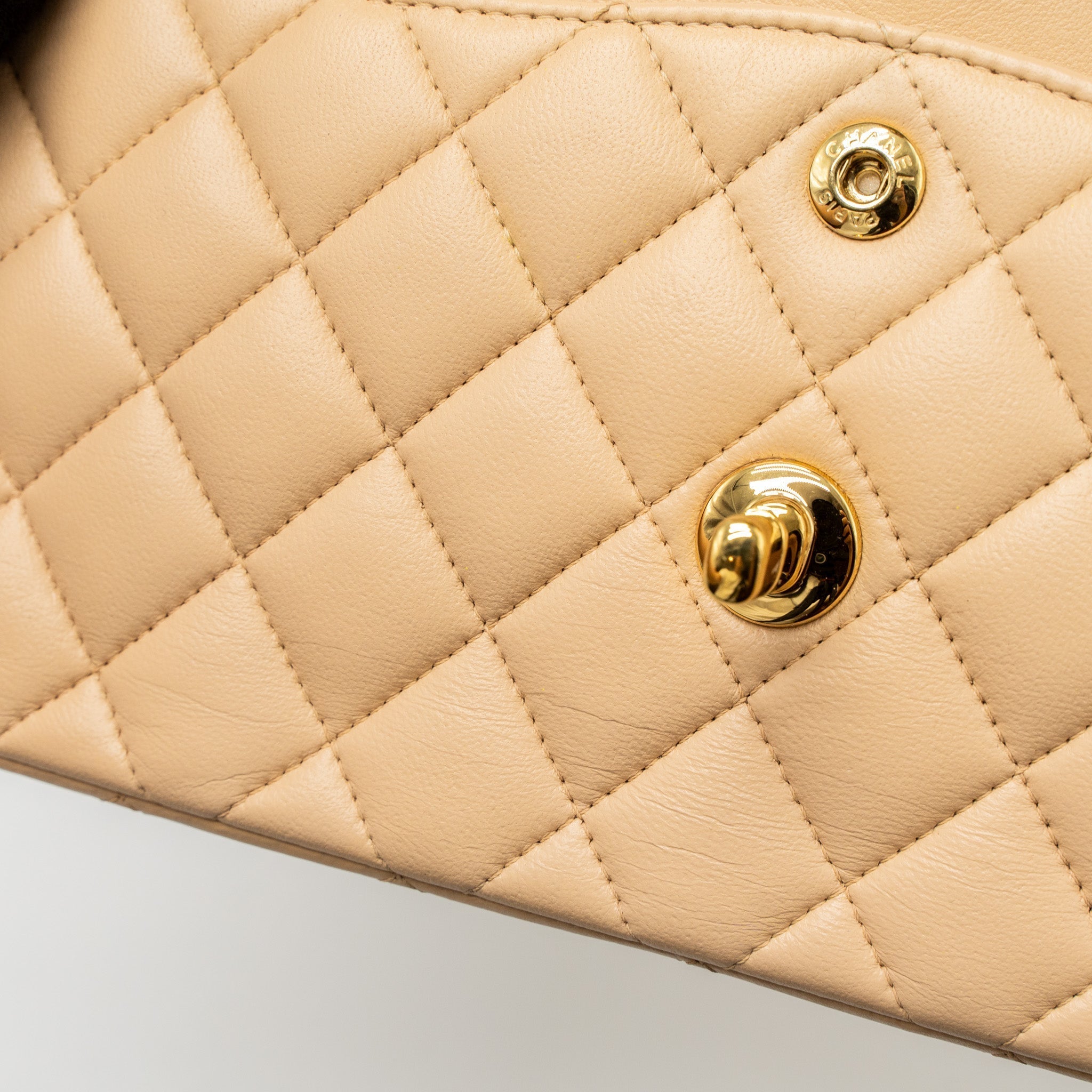 CHANEL SMALL CLASSIC FLAP BAG LAMBSKIN BEIGE GHW