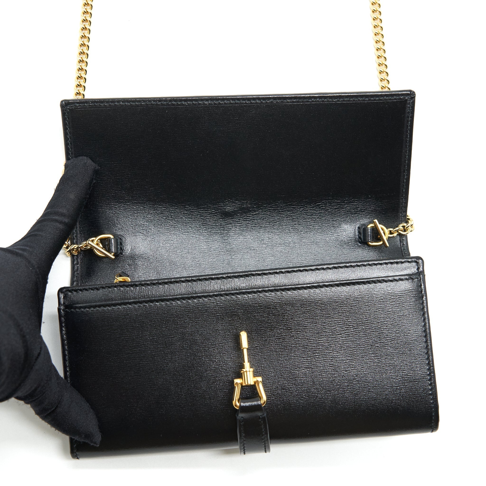 GUCCI JACKIE 1961 CHAIN WALLET BLACK GHW