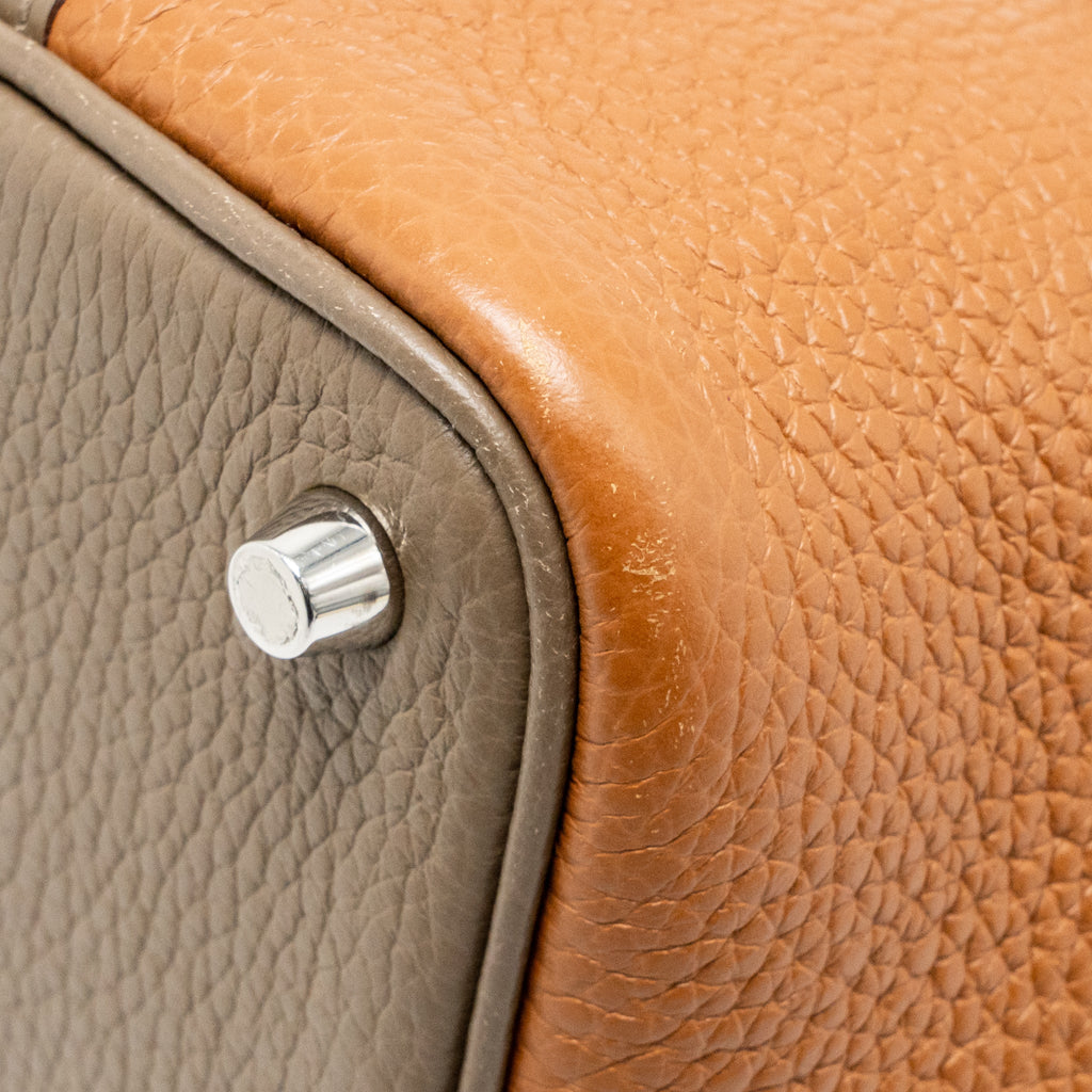 Hermes Picotin 18 Lock Bag Clemence Gold/ Etoupe/ Nata SHW