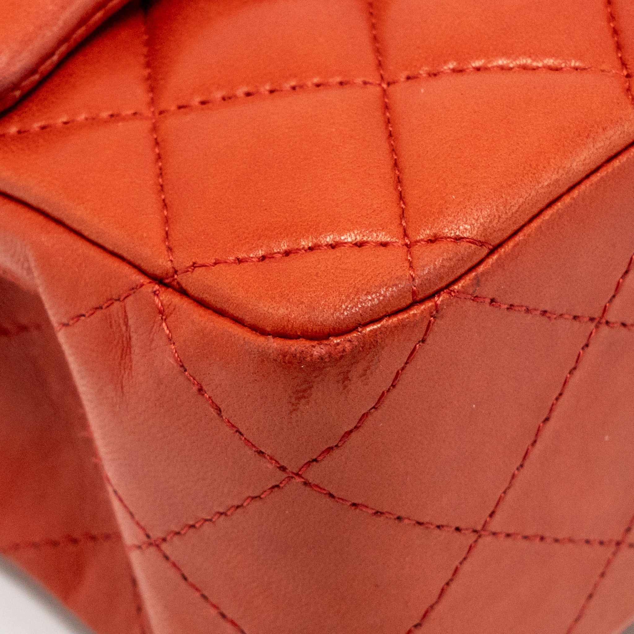 CHANEL MEDIUM CLASSIC DOUBLE FLAP BAG LAMBSKIN RED SHW